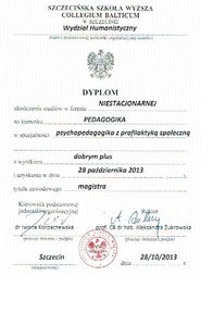 Certyfikat Anna Francecka Psychopedagogika